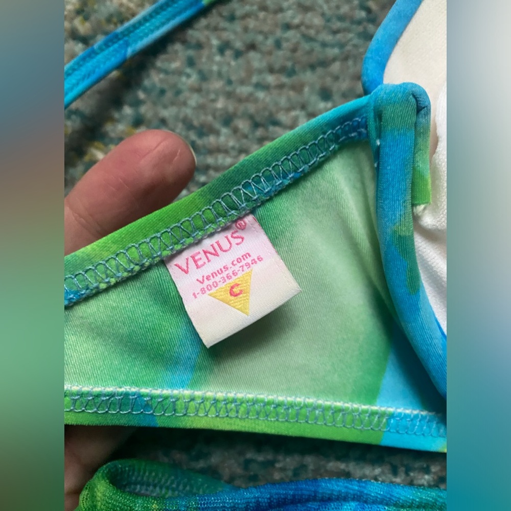 Vintage 90s Venus lagoon padded underwire mesh skirted bikini, size 12 C - Picture 11 of 16